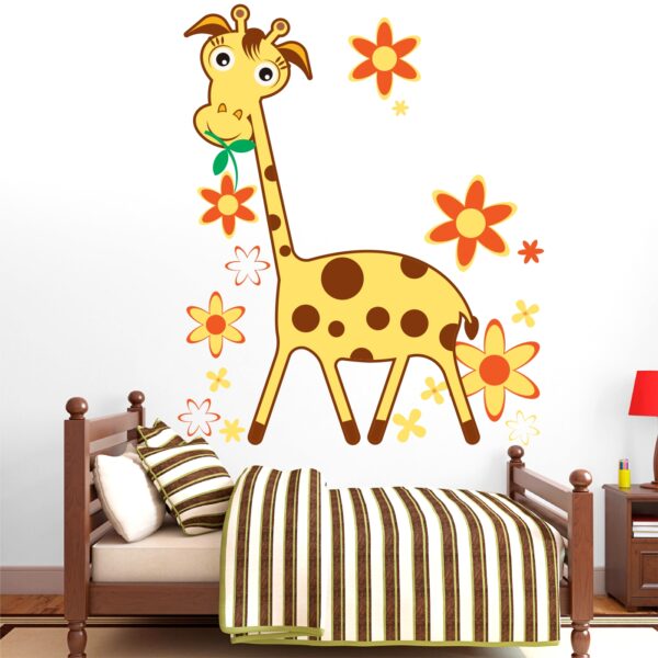 Cute Giraffe- Flowers - Decorative - Creative - Colorful - Wall Sticker