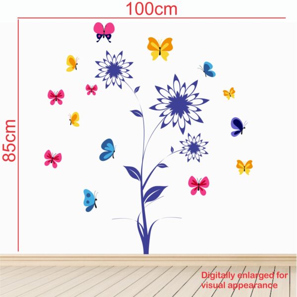 Beautiful Lovely Royal Flowers - Butterfly - Decorative - Baby - Kids - Nursery  Pre School Kinder Garden Wall Sticker