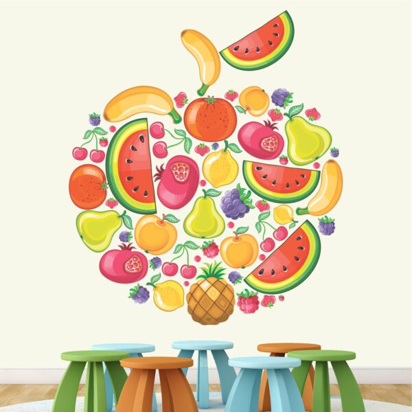 Fruits - Baby - Kids - Learning Education  Nursery  Pre School Kinder Garden Colourful Wall Sticker