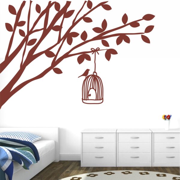 Beautiful Bird on a Cage - Creative - Colorful - Wall Sticker