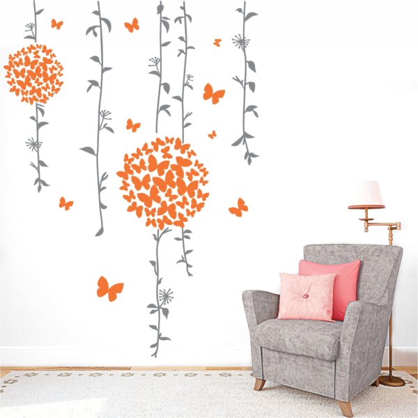 Ivy - Plants - Floral - Hanging - Flowers - Butterflies - Grass - Nature - Decorative - Creative - Colorful - Wall Sticker