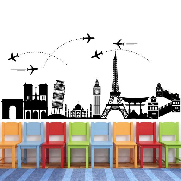 Travel Around The World - World Wonders - Trip - Tour - Journey - Airplane - Wall Sticker