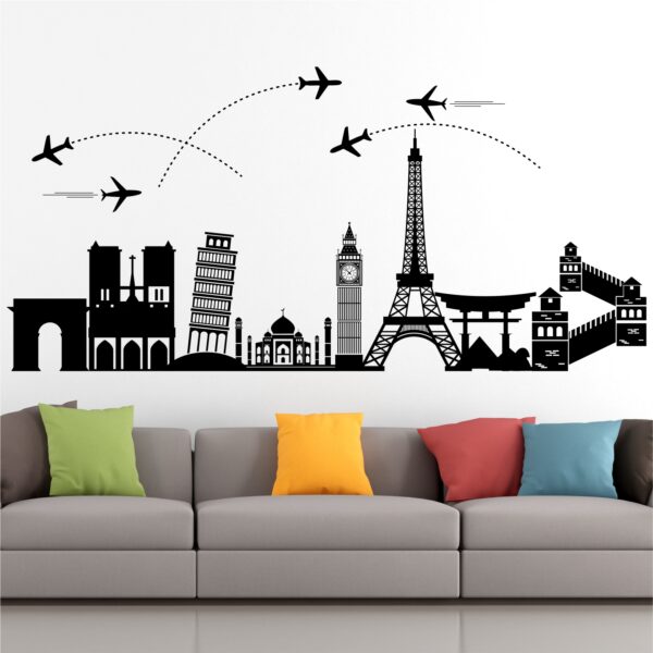 Travel Around The World - World Wonders - Trip - Tour - Journey - Airplane - Wall Sticker