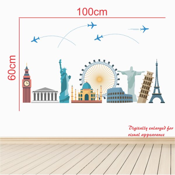 Travel Around The World - World Wonders - Trip - Tour - Journey - Airplane - Creative - Colorful - Wall Sticker