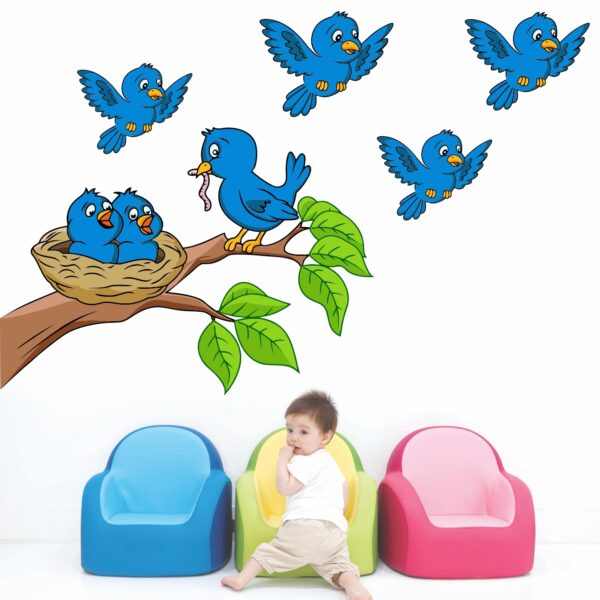 Feeding - Birds - Baby - Kids - Nursery  Pre School Kinder Garden Wall Sticker