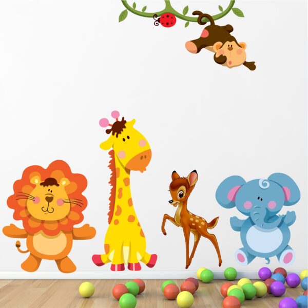 Colourful Animals - Baby - Kids - Pre School Kinder Garden Wall Sticker