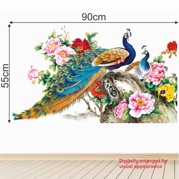 Royal Peacock with Flowers Decorative - Creative - Colorful - Wall Sticker - Image 3