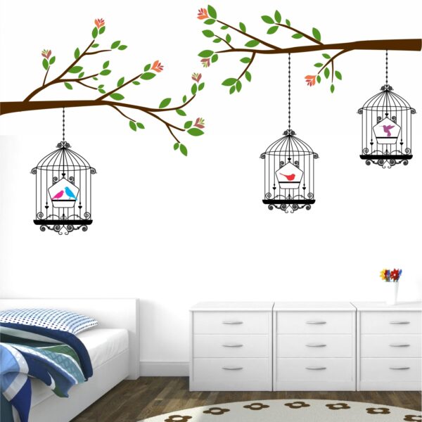 Birds in Cage Decorative - Creative - Colorful - Wall Sticker