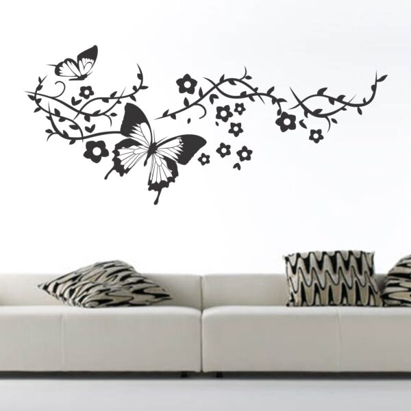 Butterfly Flowers Decorative - Creative - Colorful - Wall Sticker