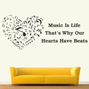 Music Is Life - That's Why Our Hearts Have Beats - Motivational - Inspirational - Quotes - Wall Sticker