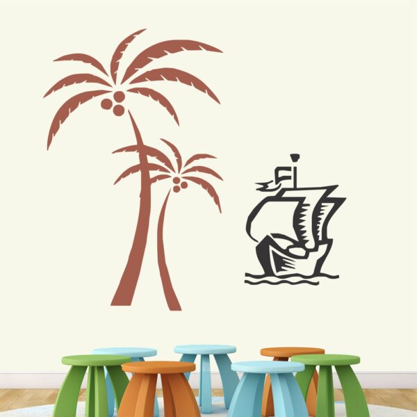 Sea - Ship - Beach Decorative - Creative - Colorful - Wall Sticker - Image 2