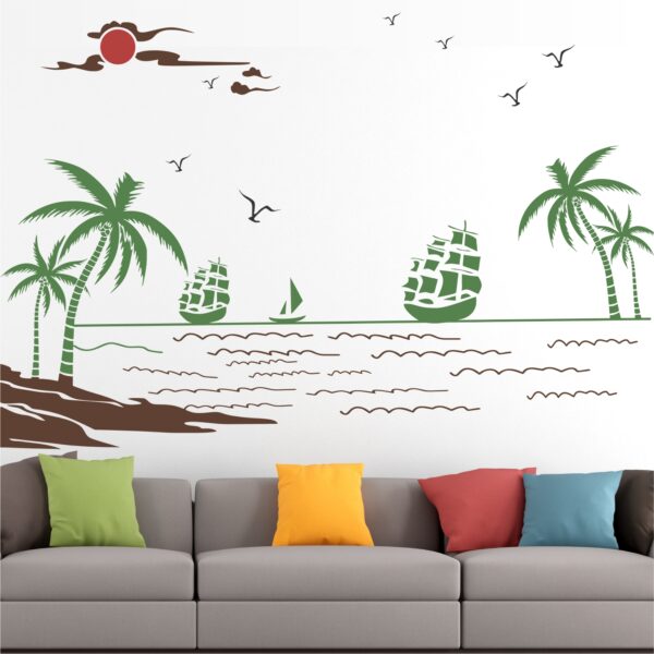 Beach Scenery- Sea Decorative - Creative - Colorful - Wall Sticker - Image 2