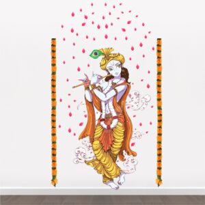 Lord Krishna Playing Flute Decorative - Creative - Colorful - Wall Sticker