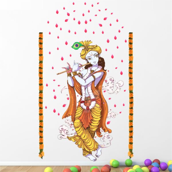 Lord Krishna Playing Flute Decorative - Creative - Colorful - Wall Sticker - Image 2