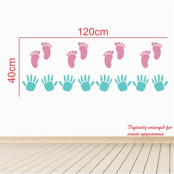 Baby Palm Foot Impression  - Kids - Nursery  Pre School Kinder Garden Wall Sticker ( Set Of 3 )