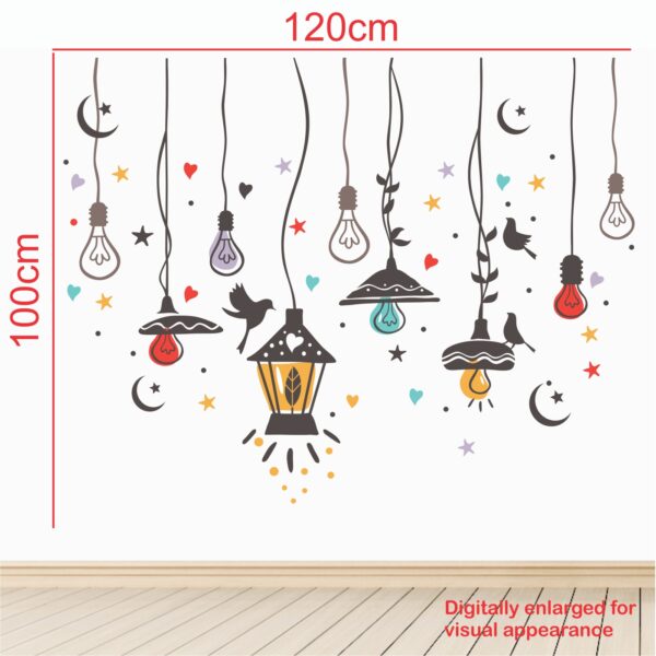 Drop Light - Light Bulb - Hanging Lamp - Star - Birds - Creative - Colorful - Wall Sticker - Image 3