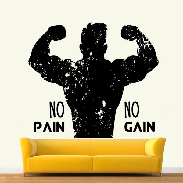 No Pain No Gain Body Building Fitness Wall Sticker - Image 2