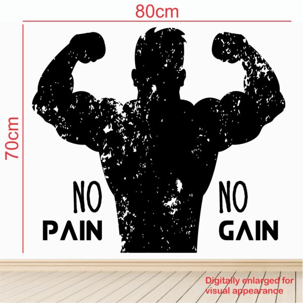 No Pain No Gain Body Building Fitness Wall Sticker - Image 3