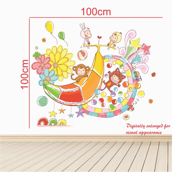 Kids Playing Cartoon Wall Sticker