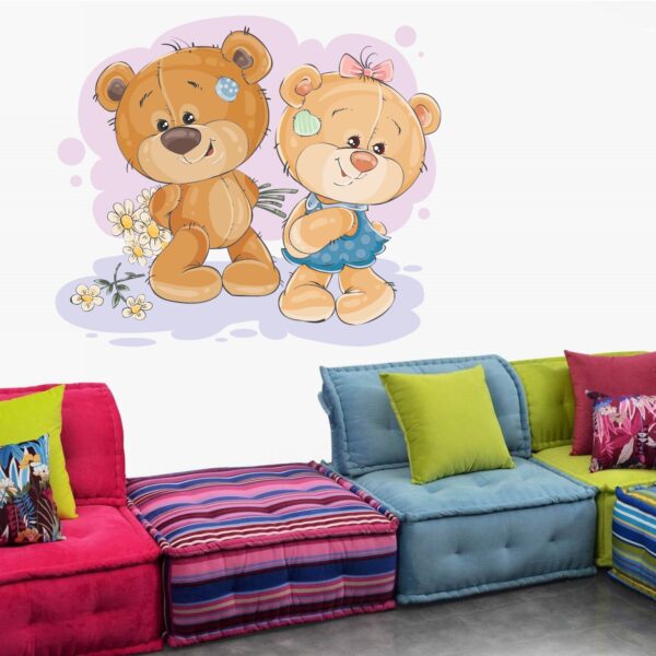 Teddy Bear Couple Love - Baby - Kids - Nursery  Pre School Kinder Garden Wall Sticker - Image 2