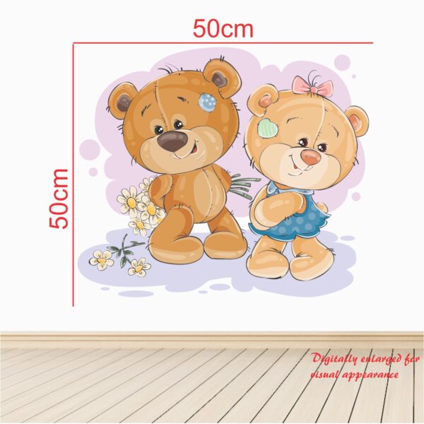 Teddy Bear Couple Love - Baby - Kids - Nursery  Pre School Kinder Garden Wall Sticker - Image 3