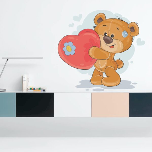 Teddy Bear Love Heart - Baby - Kids - Nursery  Pre School Kinder Garden Wall Sticker