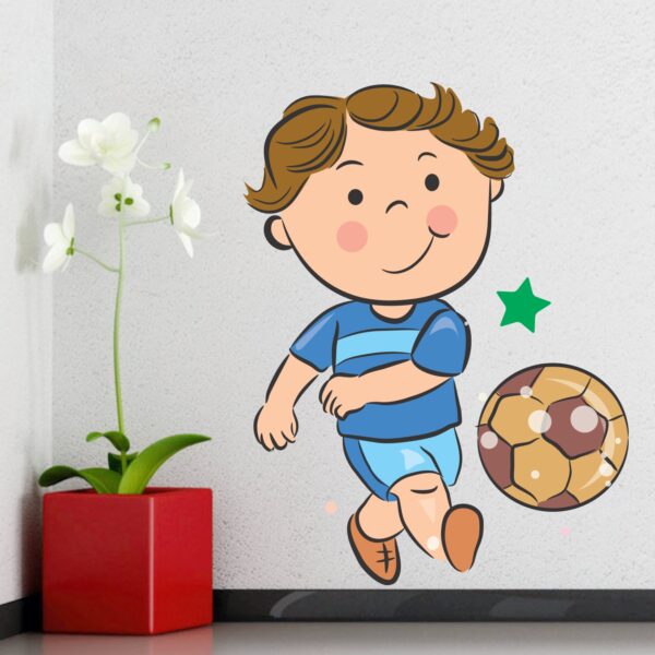 Lovely Little Boy Playing Football Baby - Kids - Learning Education  Nursery  Pre School Kinder Garden Wall Sticker