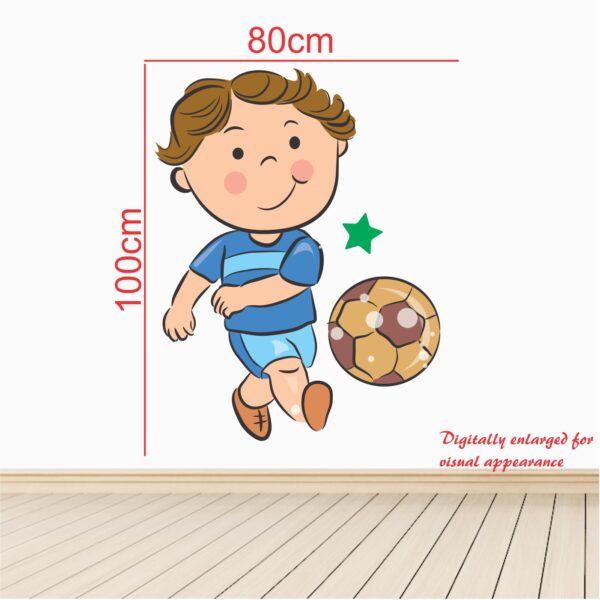 Lovely Little Boy Playing Football Baby - Kids - Learning Education  Nursery  Pre School Kinder Garden Wall Sticker - Image 3