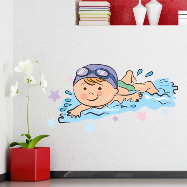 Cute Boy Swimming Baby - Kids - Learning Education  Nursery  Pre School Kinder Garden Wall Sticker