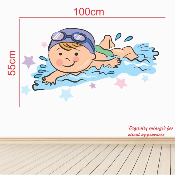Cute Boy Swimming Baby - Kids - Learning Education  Nursery  Pre School Kinder Garden Wall Sticker - Image 3