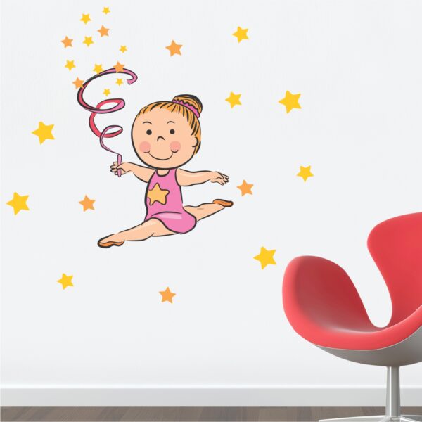 Little Cute Girl Gymnastic Baby - Kids - Learning Education  Nursery  Pre School Kinder Garden Wall Sticker - Image 2