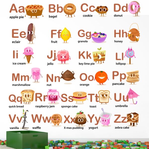 Food Alphabets Baby - Kids - Learning Education  Nursery  Pre School Kinder Garden Wall Sticker