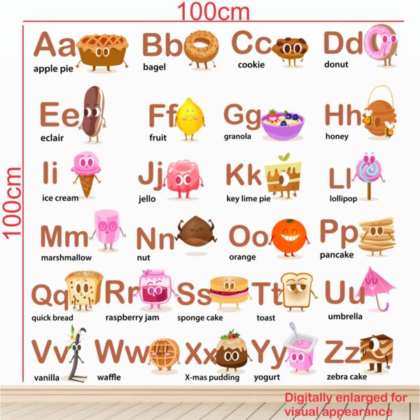 Food Alphabets Baby - Kids - Learning Education  Nursery  Pre School Kinder Garden Wall Sticker