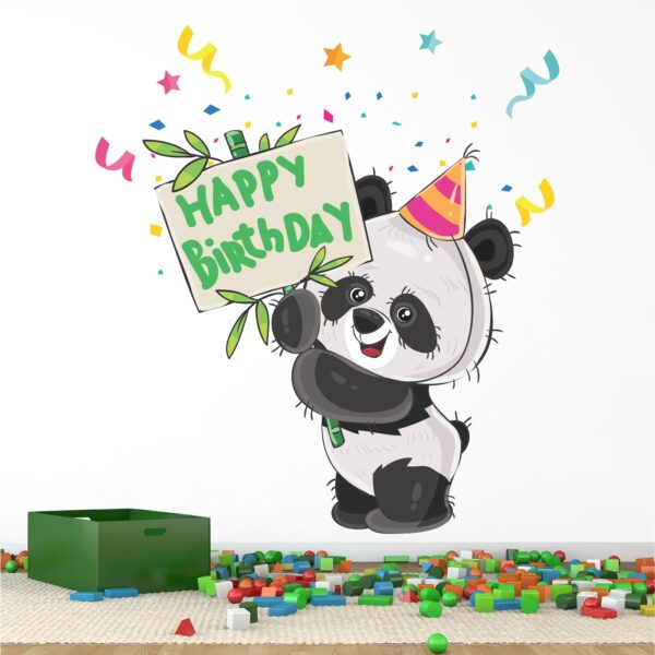 Cute Panda Happy Birthday Wishes Wall Sticker