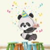 Cute Panda With Birthday Cake Wall Sticker