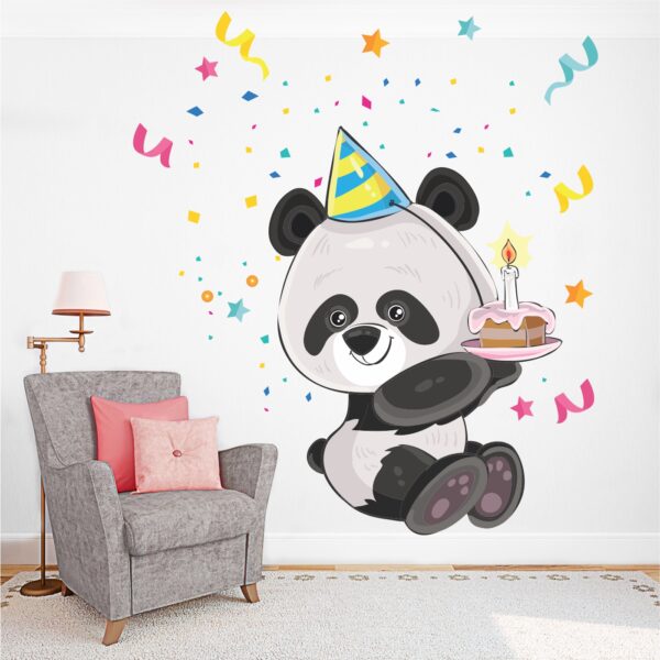 Cute Panda With Birthday Cake Wall Sticker - Image 2