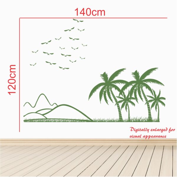 Mountain Coconut Tree Birds Wall Sticker - Image 3