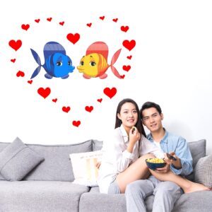 Kissing Fishes Love Heart - Creative - Colorful - Wall Sticker