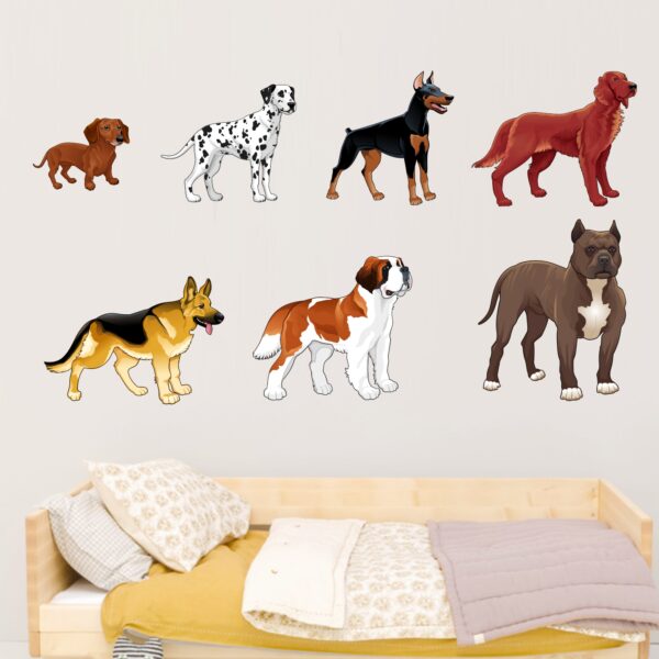 Set Of 9 Beautiful Dog Breeds Wall Sticker - Image 2