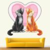 Lovely Couple of Cats Heart Wall Sticker - Image 2