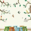 Lovely Birds Enjoying On Tree Wall Sticker