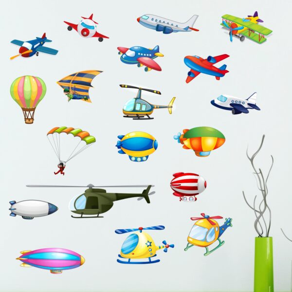 Set Of 19 Types Of Air Transport Baby - Kids - Learning Education  Nursery  Pre School Kinder Garden Wall Sticker