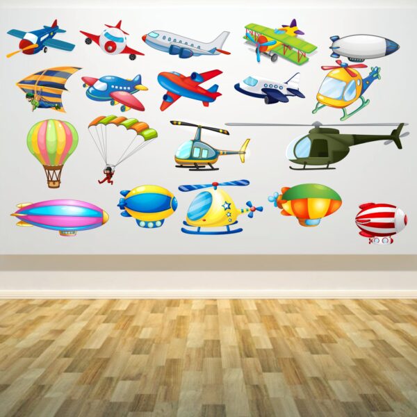 Set Of 19 Types Of Air Transport Baby - Kids - Learning Education  Nursery  Pre School Kinder Garden Wall Sticker - Image 2