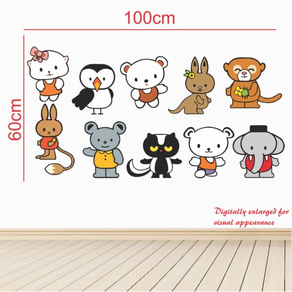 Set Of 10 Cartoon Animals Baby - Kids - Learning Education  Nursery  Pre School Kinder Garden Wall Sticker - Image 3