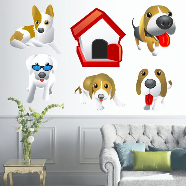 Set Of 6 Dogs & Dog House Wall Sticker