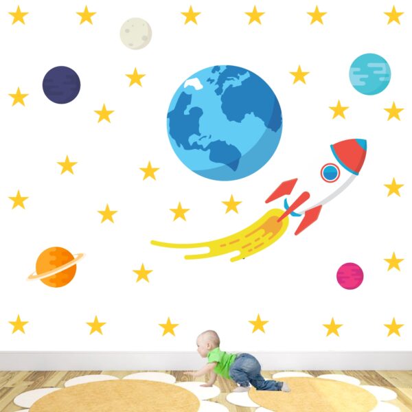 Out Of World Rocket Space Baby - Kids - Learning Education  Nursery  Pre School Kinder Garden Wall Sticker - Image 2