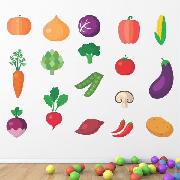 Colourful Vegetables Kids Learning Education  Nursery  Pre School Kinder Garden Wall Sticker - Image 2