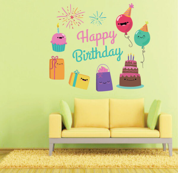 Kids Happy BirthDay Celebration Decoration - Baby - Kids - Nursery  Pre School Kinder Garden Wall Sticker - Image 2