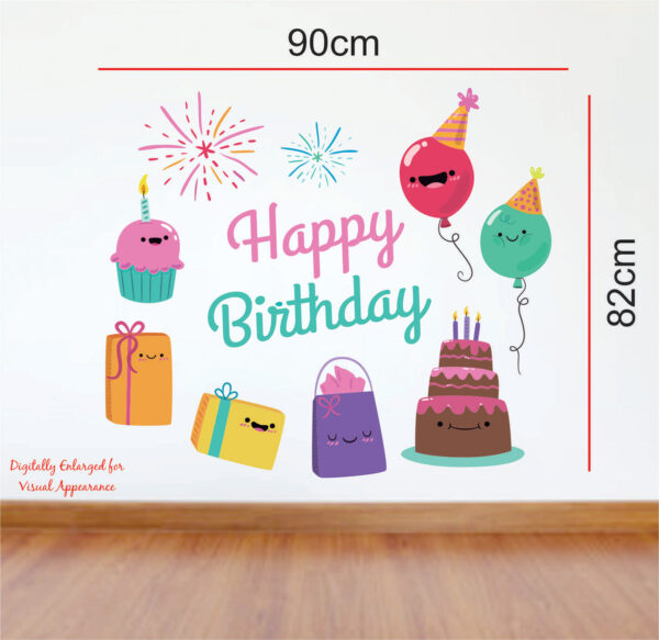 Kids Happy BirthDay Celebration Decoration - Baby - Kids - Nursery  Pre School Kinder Garden Wall Sticker - Image 3