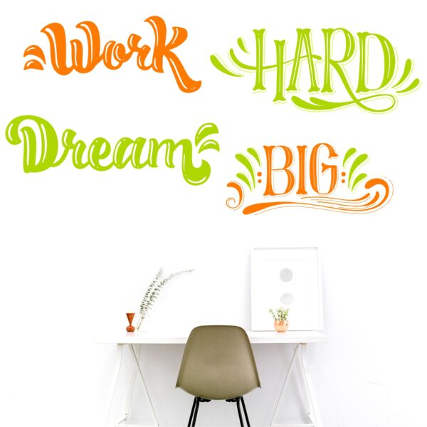 Work Hard Dream Big Inspirational Motivational Quotes Wall Sticker - Image 2